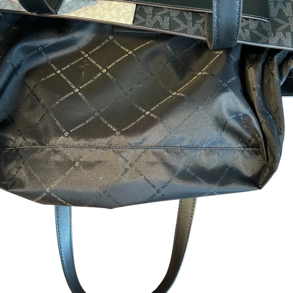 Michael Kors Black & White Logo Color Block Tote Bag Retail $448.